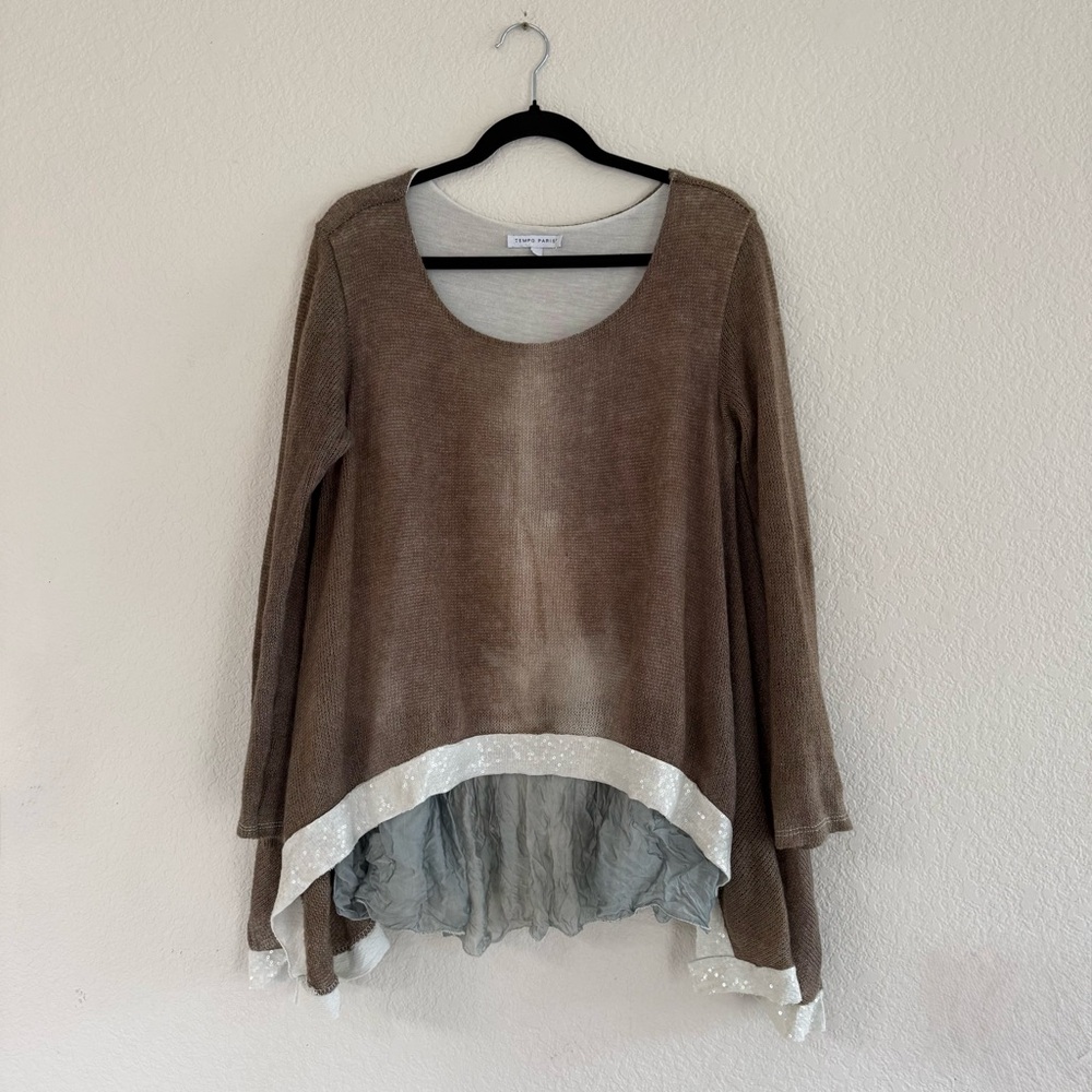 Tempo Paris Mohair Sequin Lagenlook Top